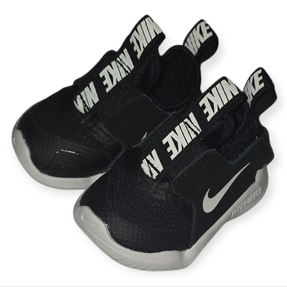 Nike Flex Runner Infant Sneakers Black White Slip On Baby Shoes Size 2C - Picture 4 of 4